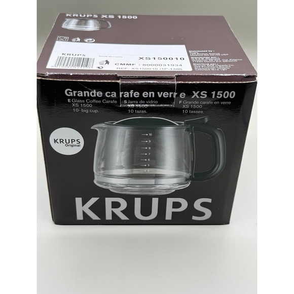KRUPS XS1500 & XS1505 Espresso Coffee Carafe Replacement Glass NEW - Picture 3 of 4